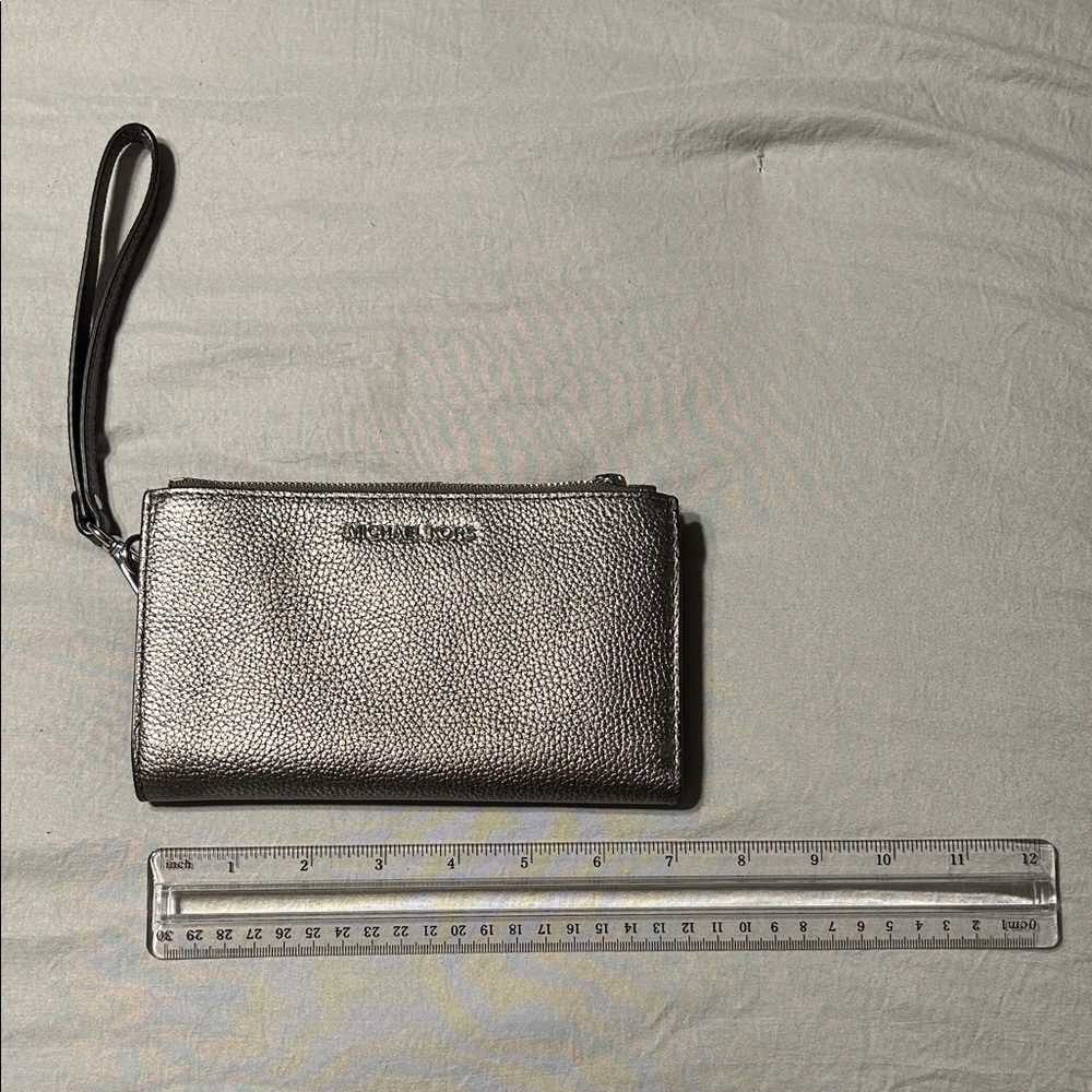 Metallic Leather Wristlet by Michael Kors